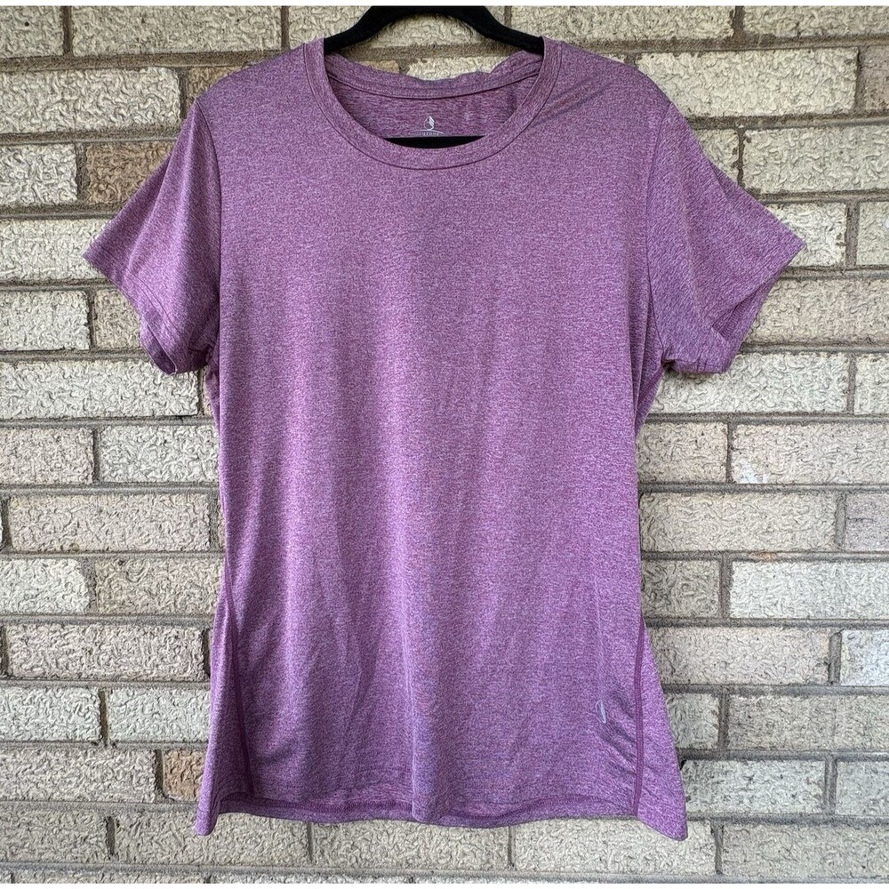 Icyzone Women's Purple Activewear T-Shirt Sz L Athletic Fit Crew Neck Stretch